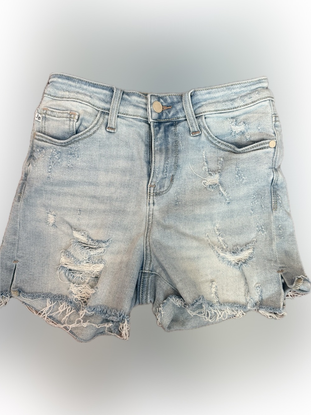 Judy Blue Light Blue Distressed Frayed Hem Denim Shorts
